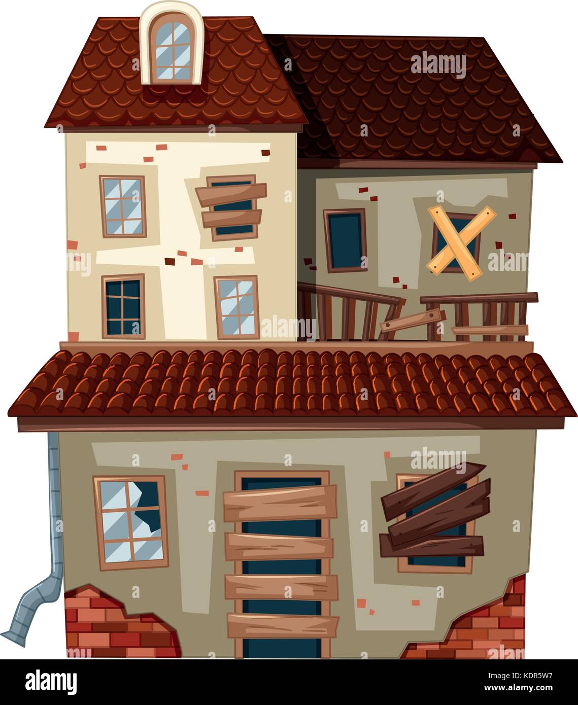 Vieille maison au toit rouge illustration Illustration de Vecteur