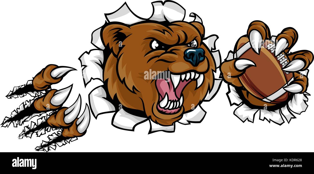 Balle de Football Américain de l'ours en arrière-plan de rupture Illustration de Vecteur