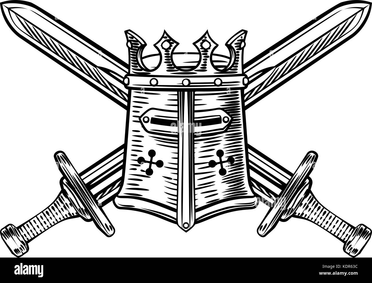 Illustration de Chevalier Helmet et d'Epées croisées Illustration de Vecteur