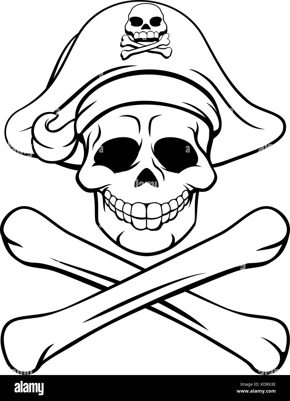 Tête de mort pirate cartoon Illustration de Vecteur
