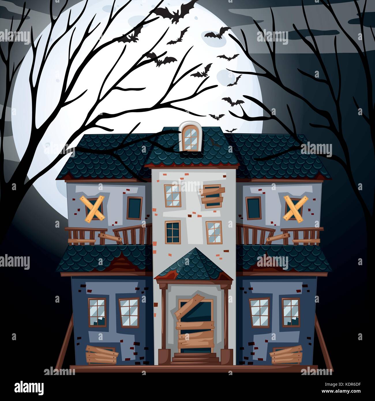 Maison hantée sur fullmoon nuit illustration Illustration de Vecteur