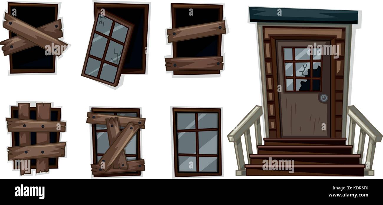 Différentes formes de fenêtres brisées, illustration Illustration de Vecteur