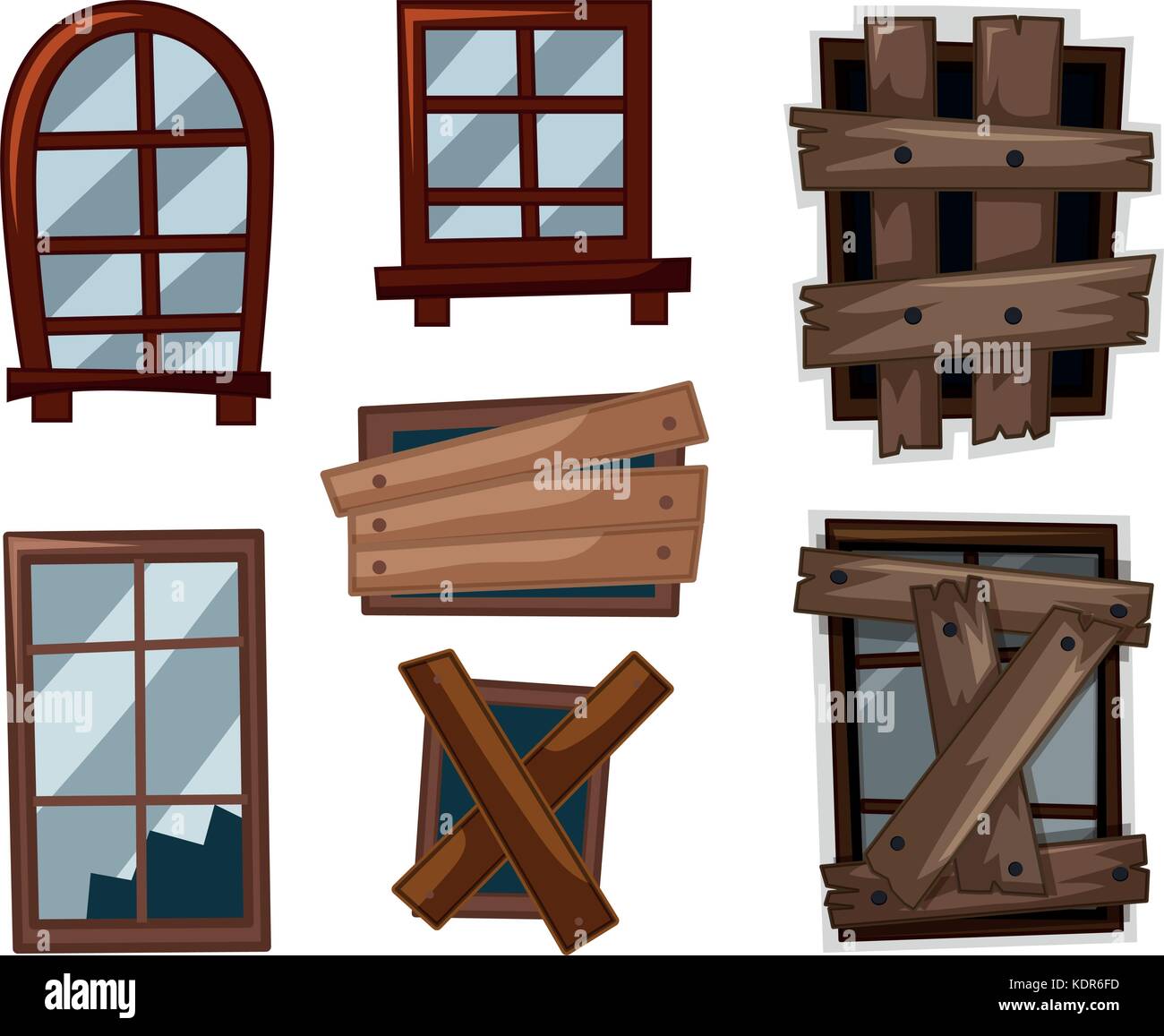Fenêtre dans de bonnes et de mauvaises conditions illustration Illustration de Vecteur