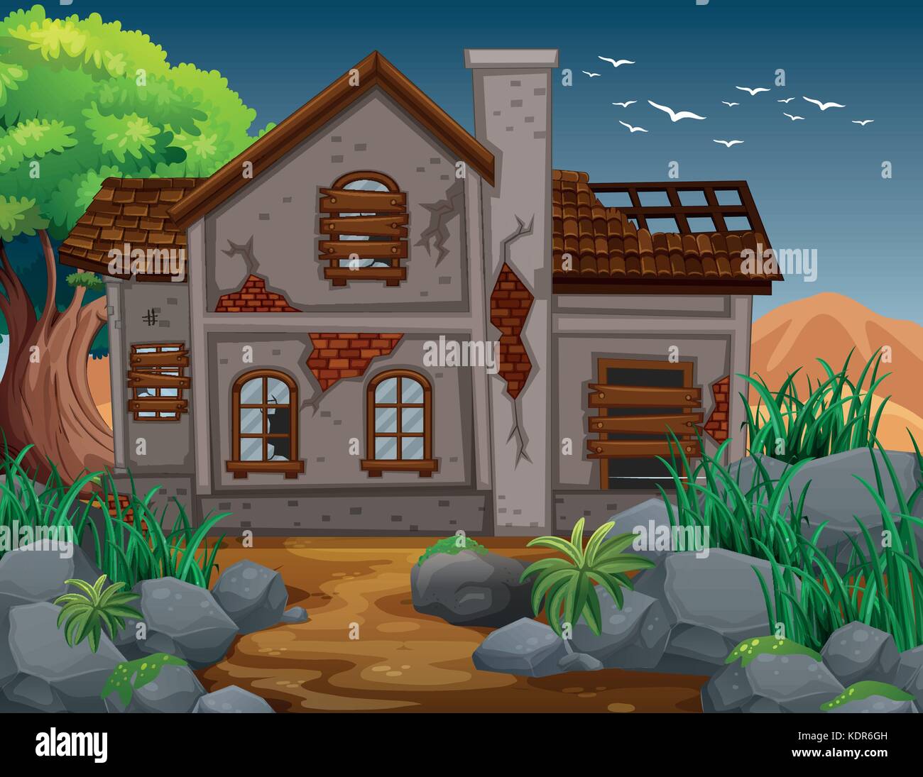 Maison en brique dans le domaine illustration Illustration de Vecteur