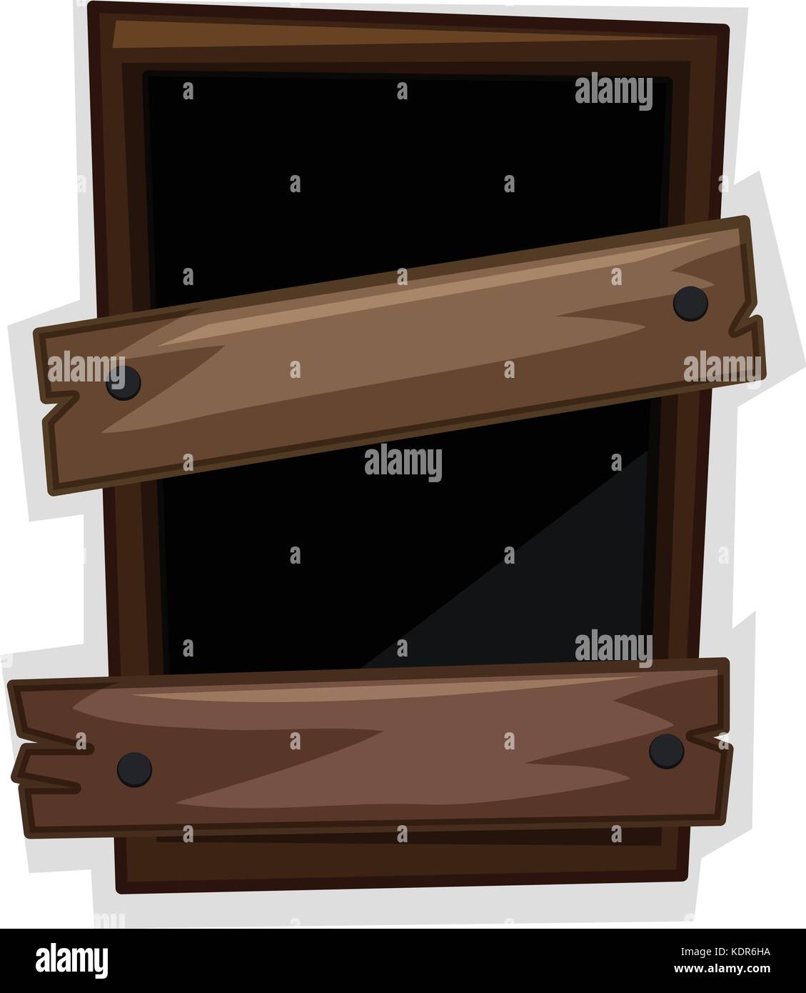 Fenêtre cassée avec deux des planches clouées sur il illustration Illustration de Vecteur
