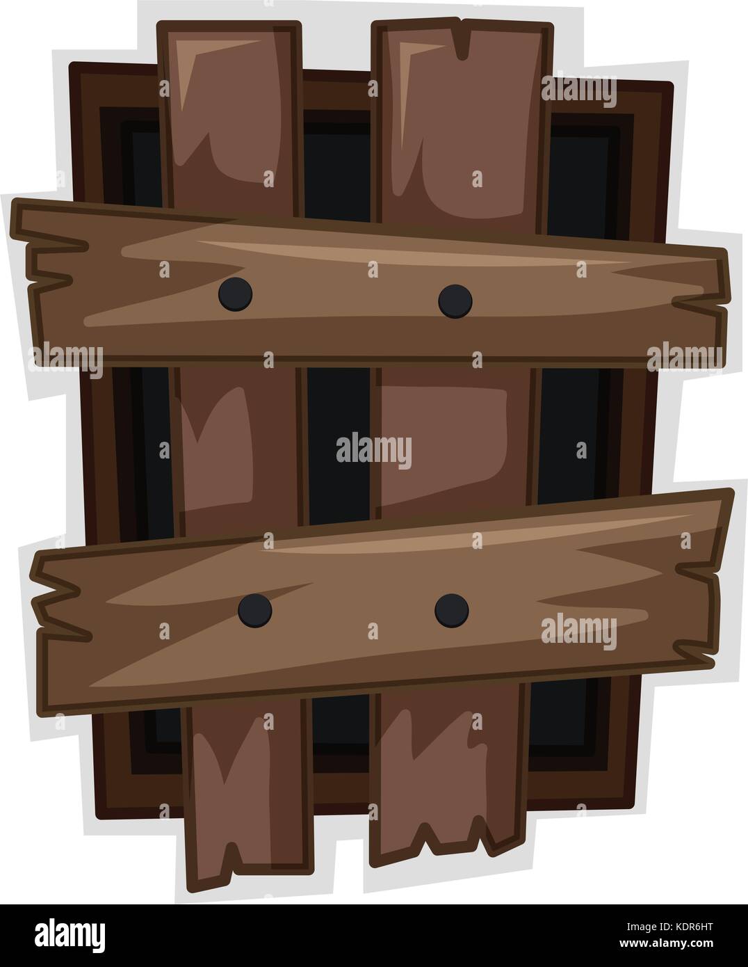 Fenêtre cassée avec des planches clouées illustration Illustration de Vecteur