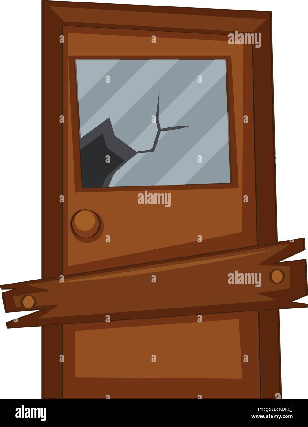 Ancienne porte de verre brisé illustration Illustration de Vecteur