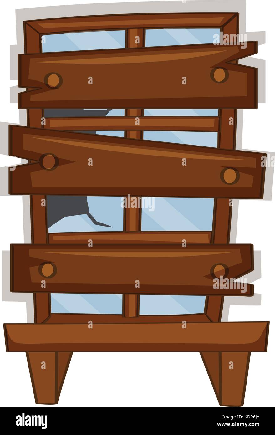 Vieille fenêtre de verre brisé illustration Illustration de Vecteur