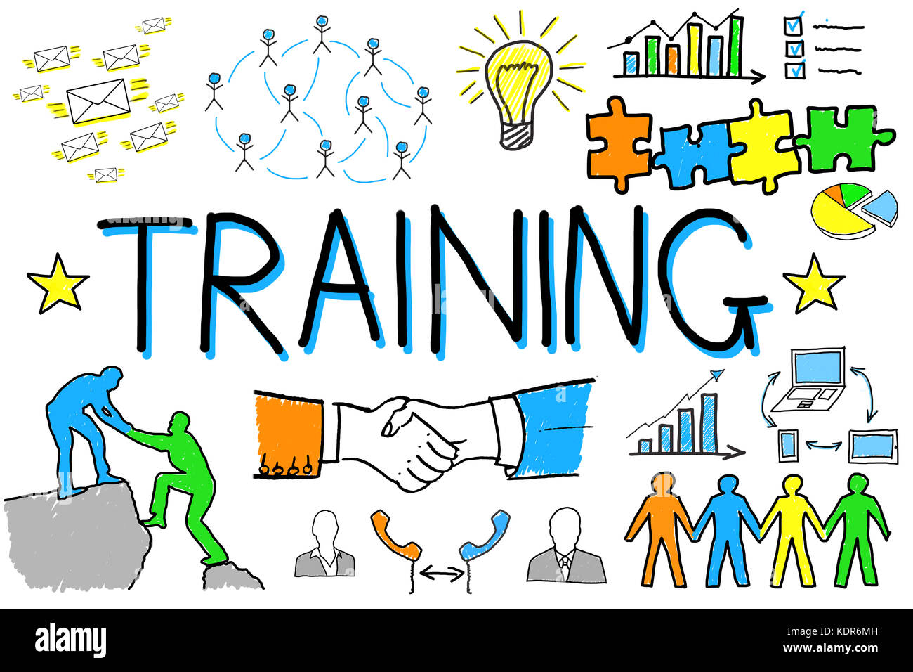 Schéma d'illustration du concept de formation sur fond blanc Banque D'Images