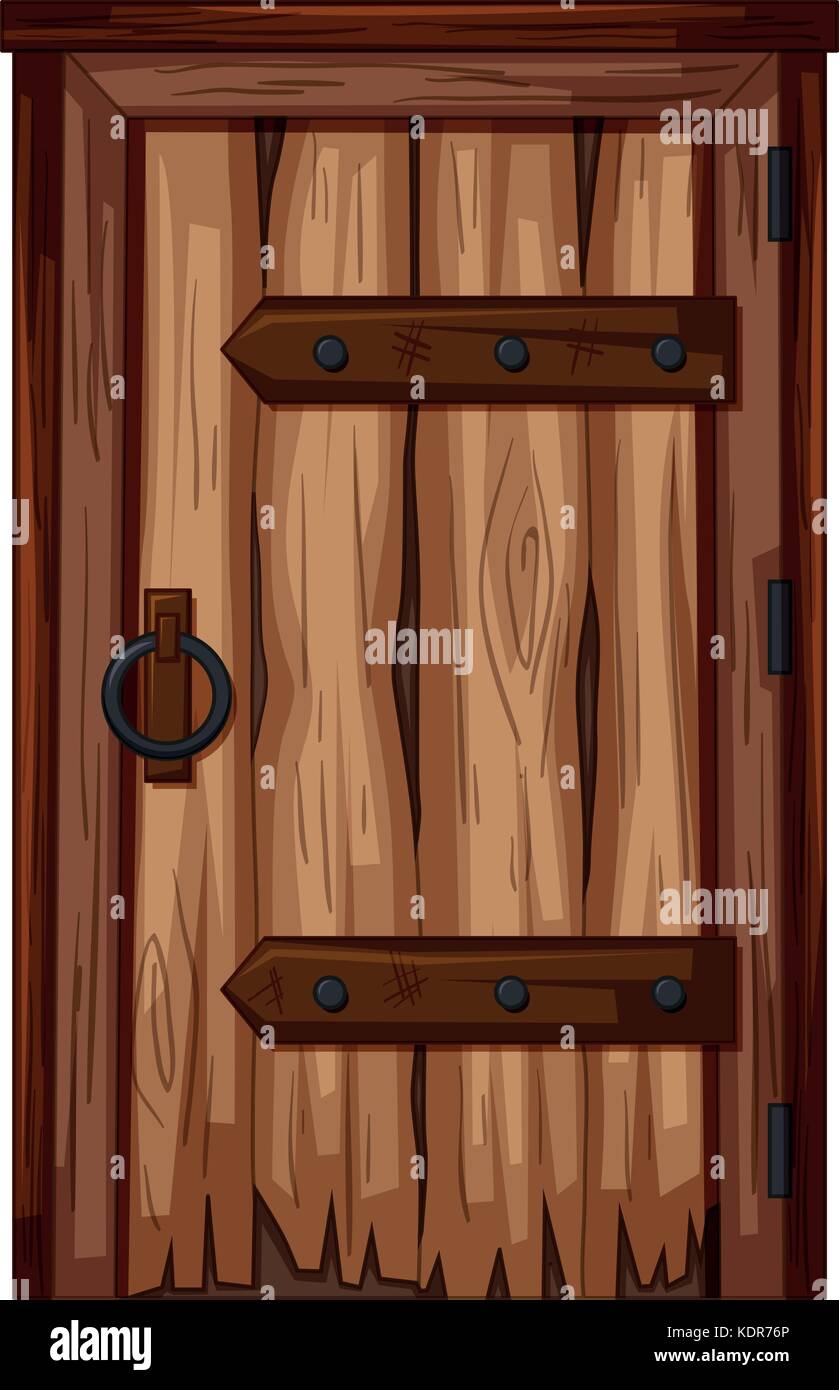 Porte en bois avec mauvais état illustration Illustration de Vecteur