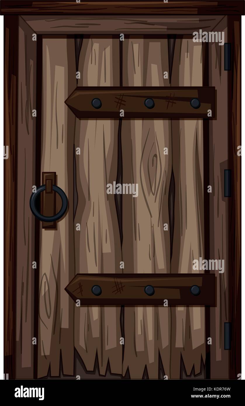 Vieille porte en bois sur fond blanc illustration Illustration de Vecteur
