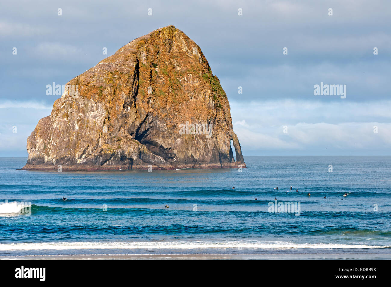 Chef d Kiawanda Rock, Haystack Rock Pacific city seashore Banque D'Images