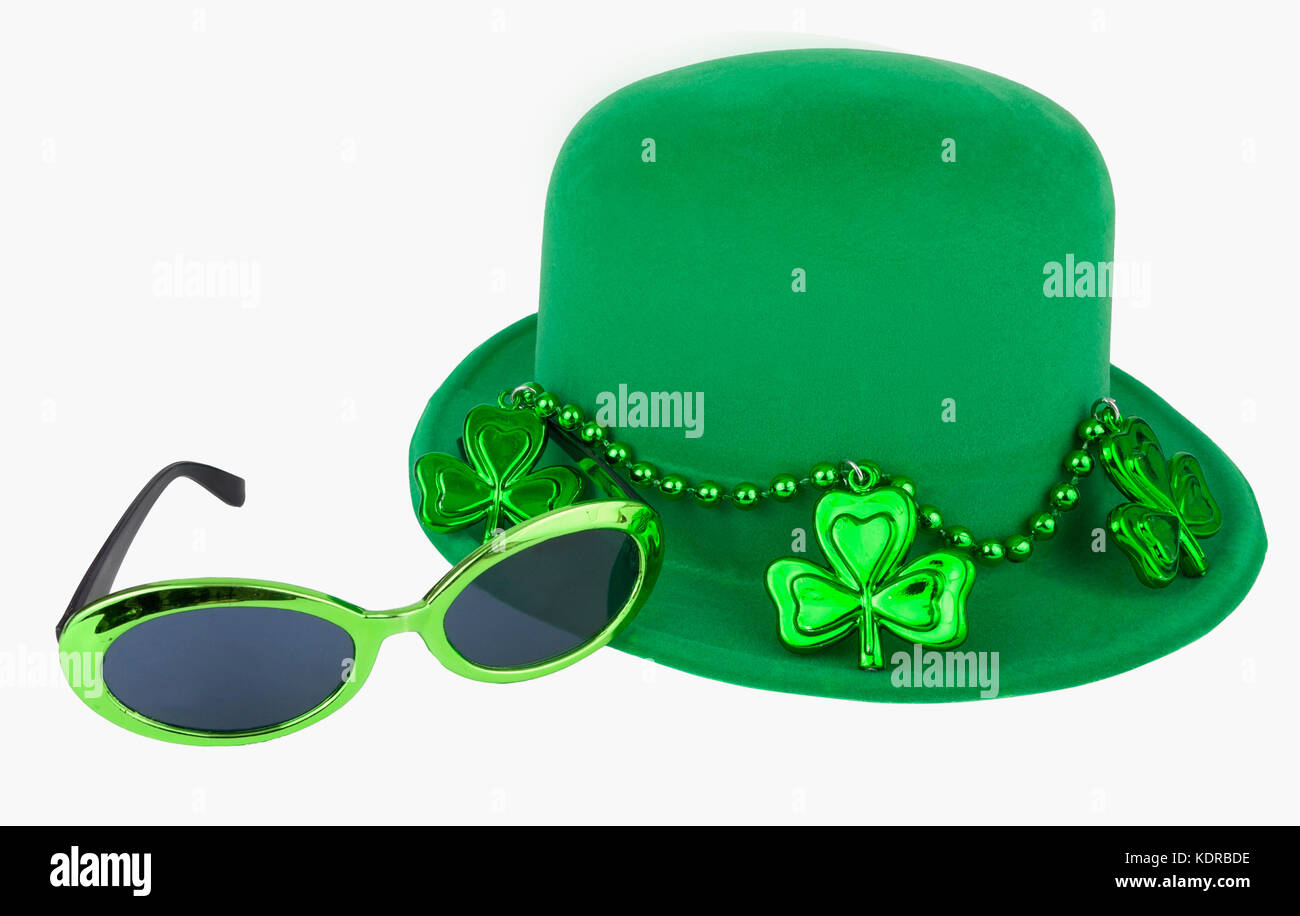 St. Patrick's day topper vert et perles. isolés. Banque D'Images