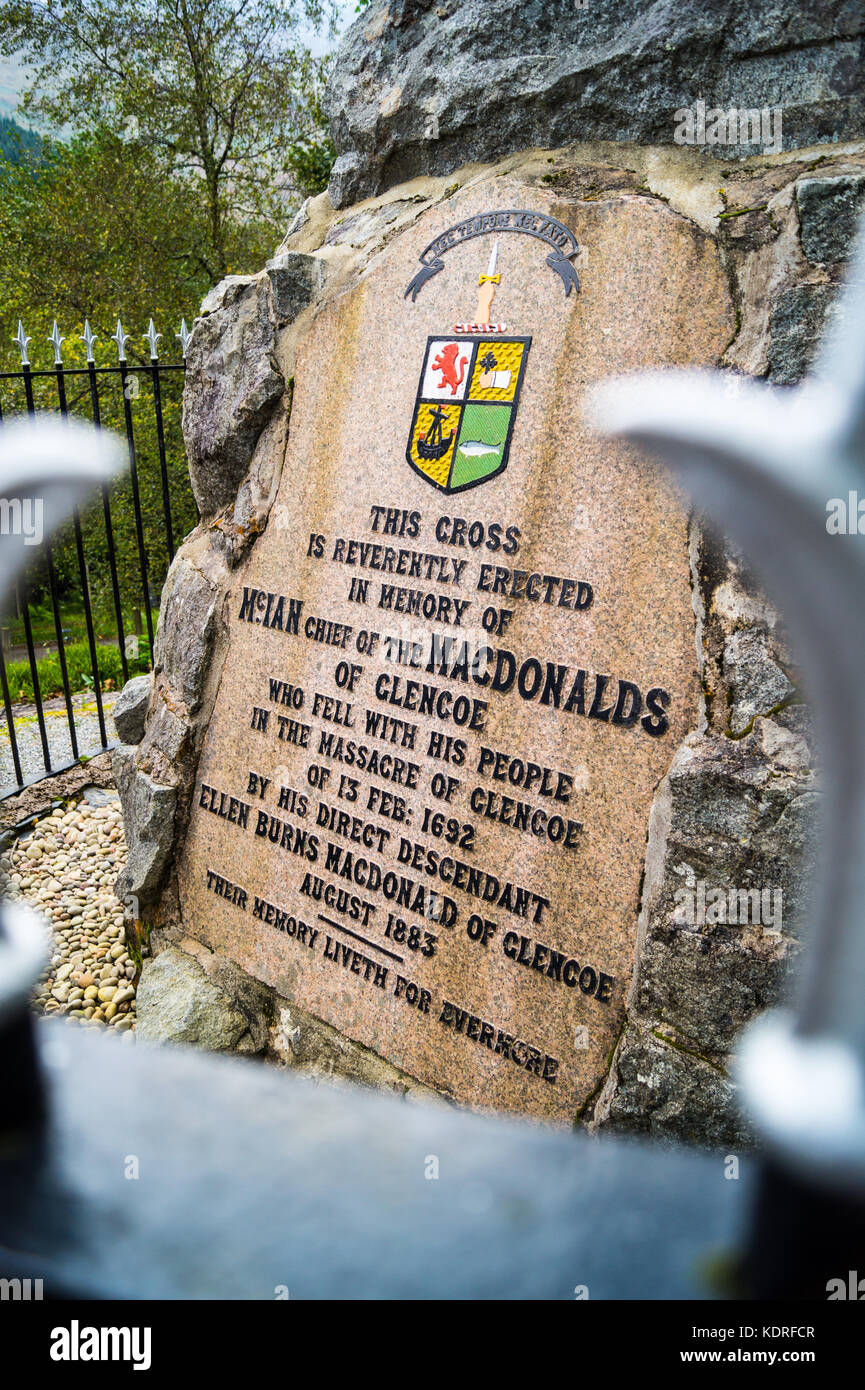 Le massacre de Glencoe memorial, 1883, Glencoe, Argyll and Bute, Ecosse Banque D'Images