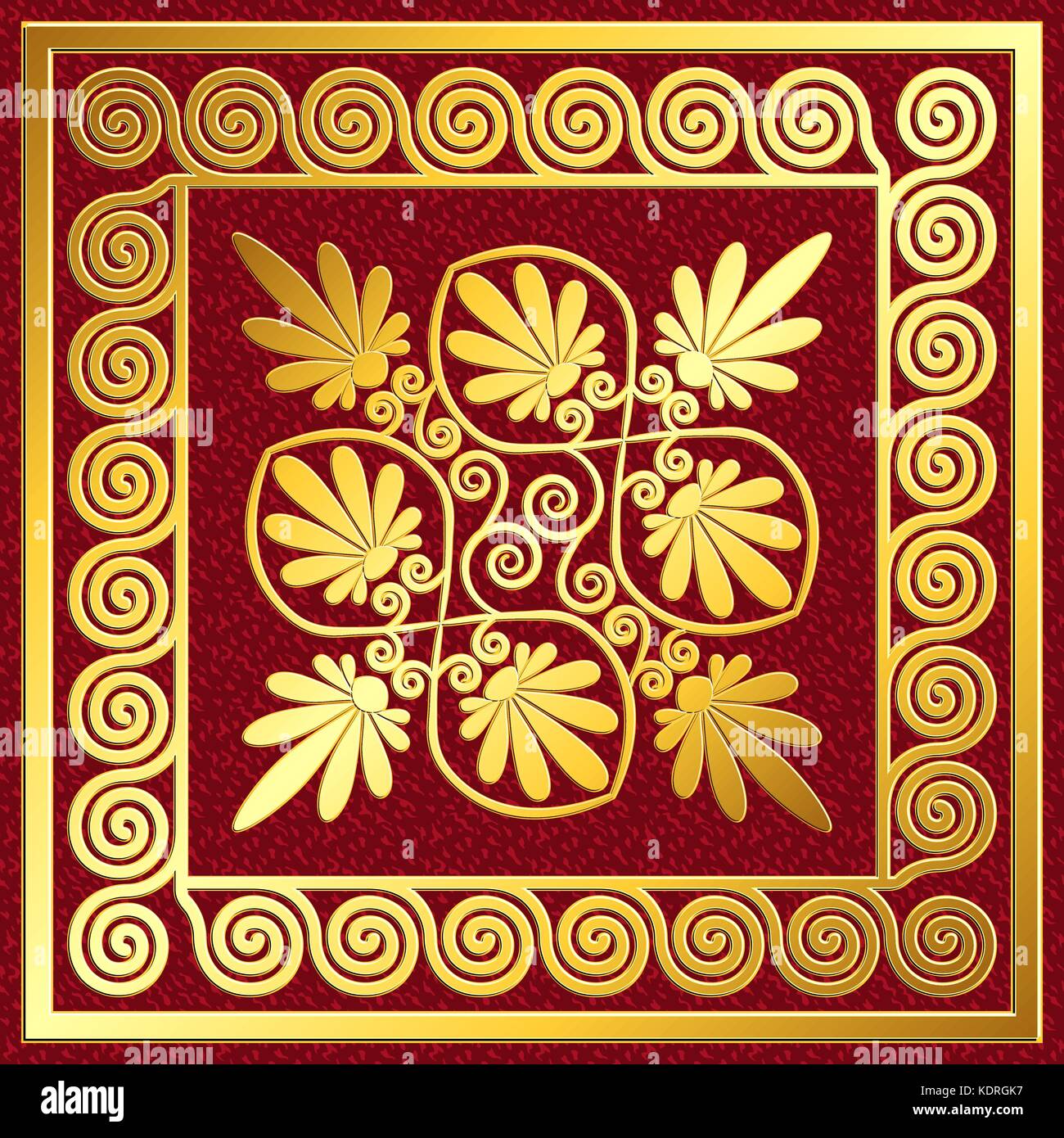 Cadre carré doré avec motif méandre grec Illustration de Vecteur