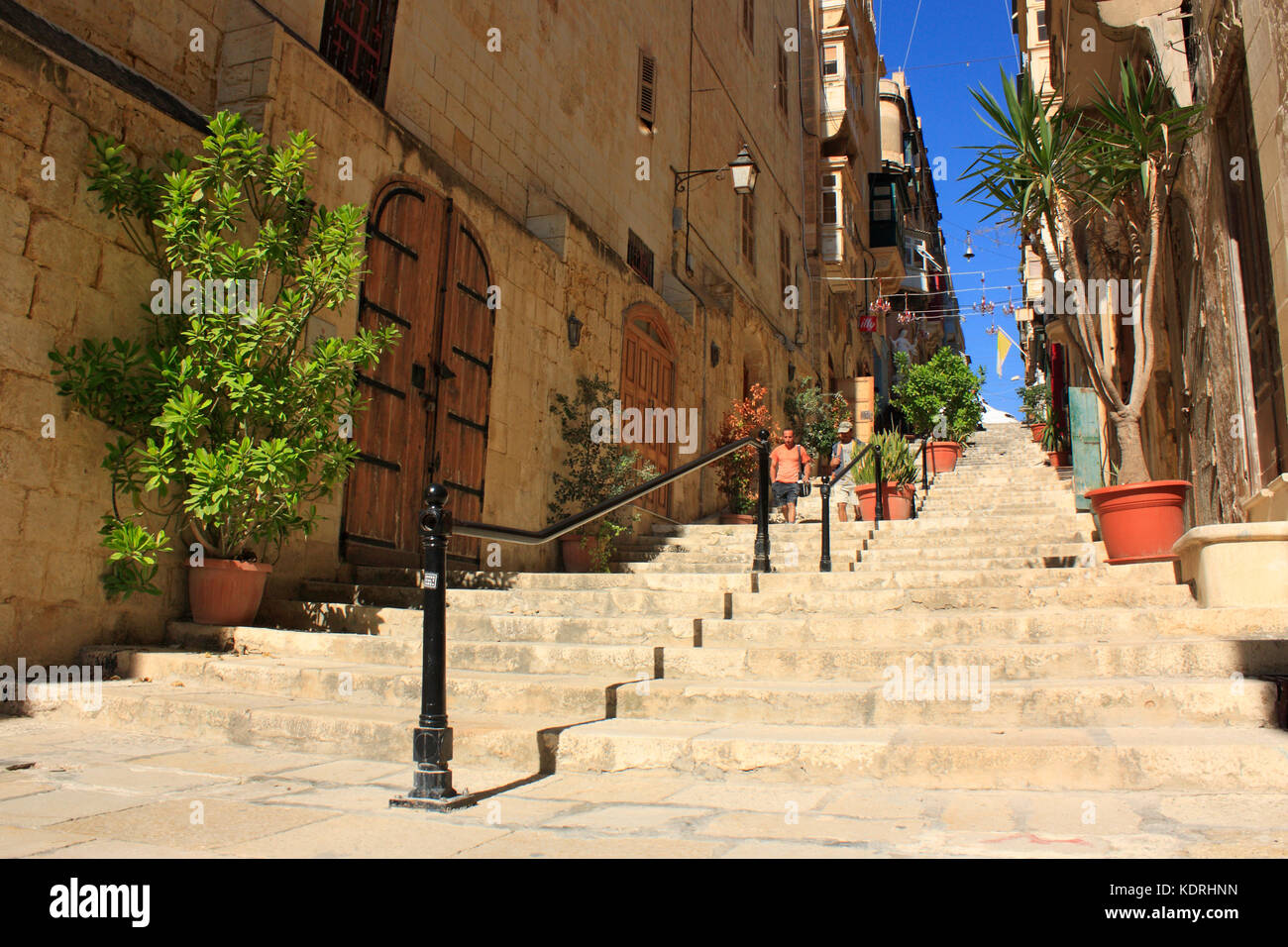St Lucia Street (Triq Santa Lucija) à La Valette, Malte, Europe Banque D'Images