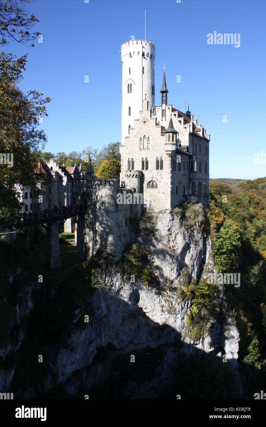 Le château de conte de fées de Schloss Lichtenstein en Allemagne Banque D'Images