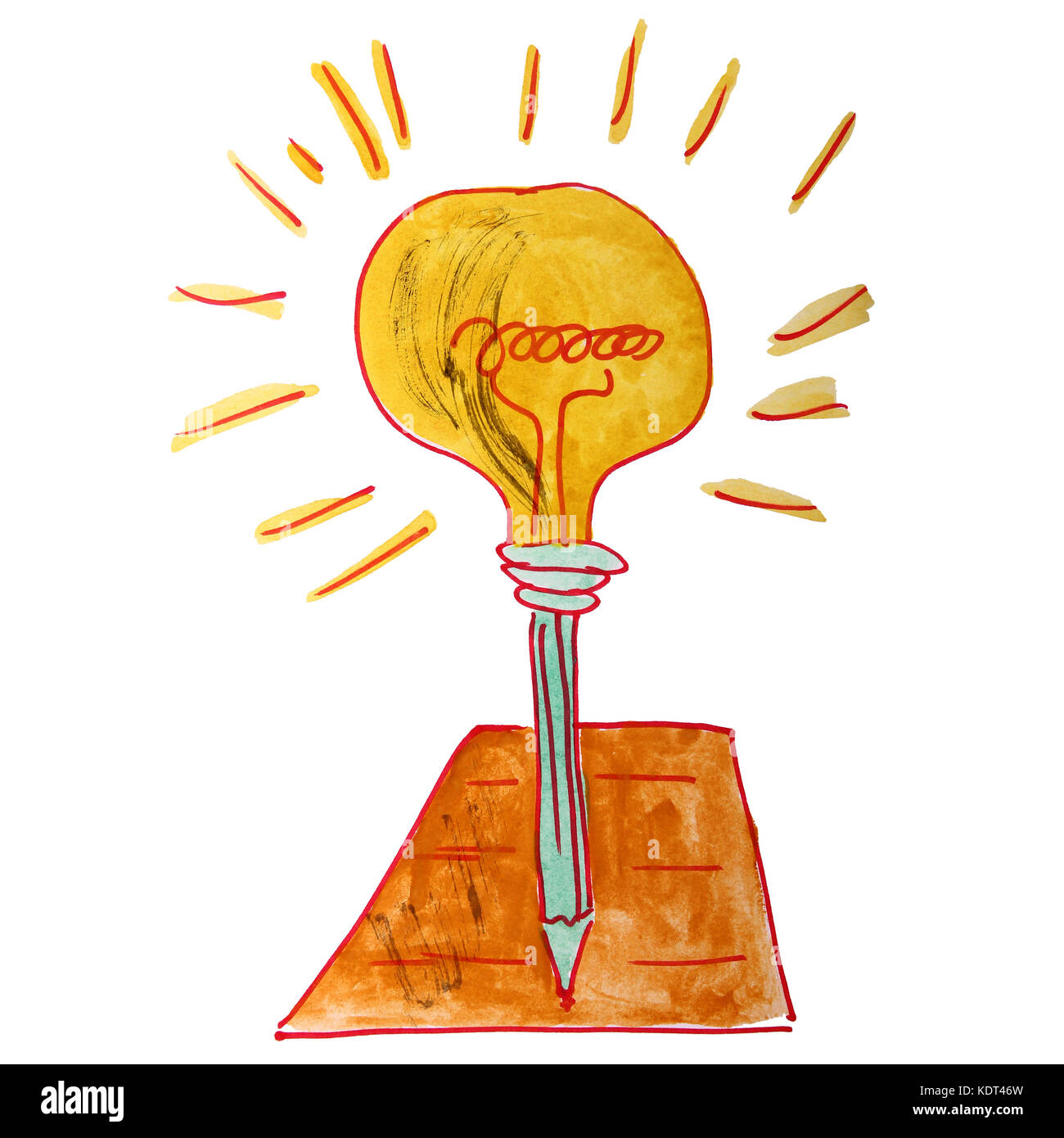 Caricature dessin aquarelle enfants rappel sur fond blanc Banque D'Images