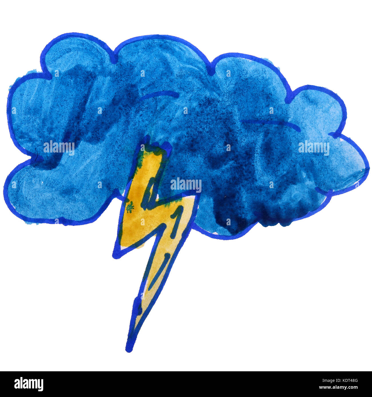 Dessin animé enfants dessin aquarelle orage on a white backgrou Banque D'Images