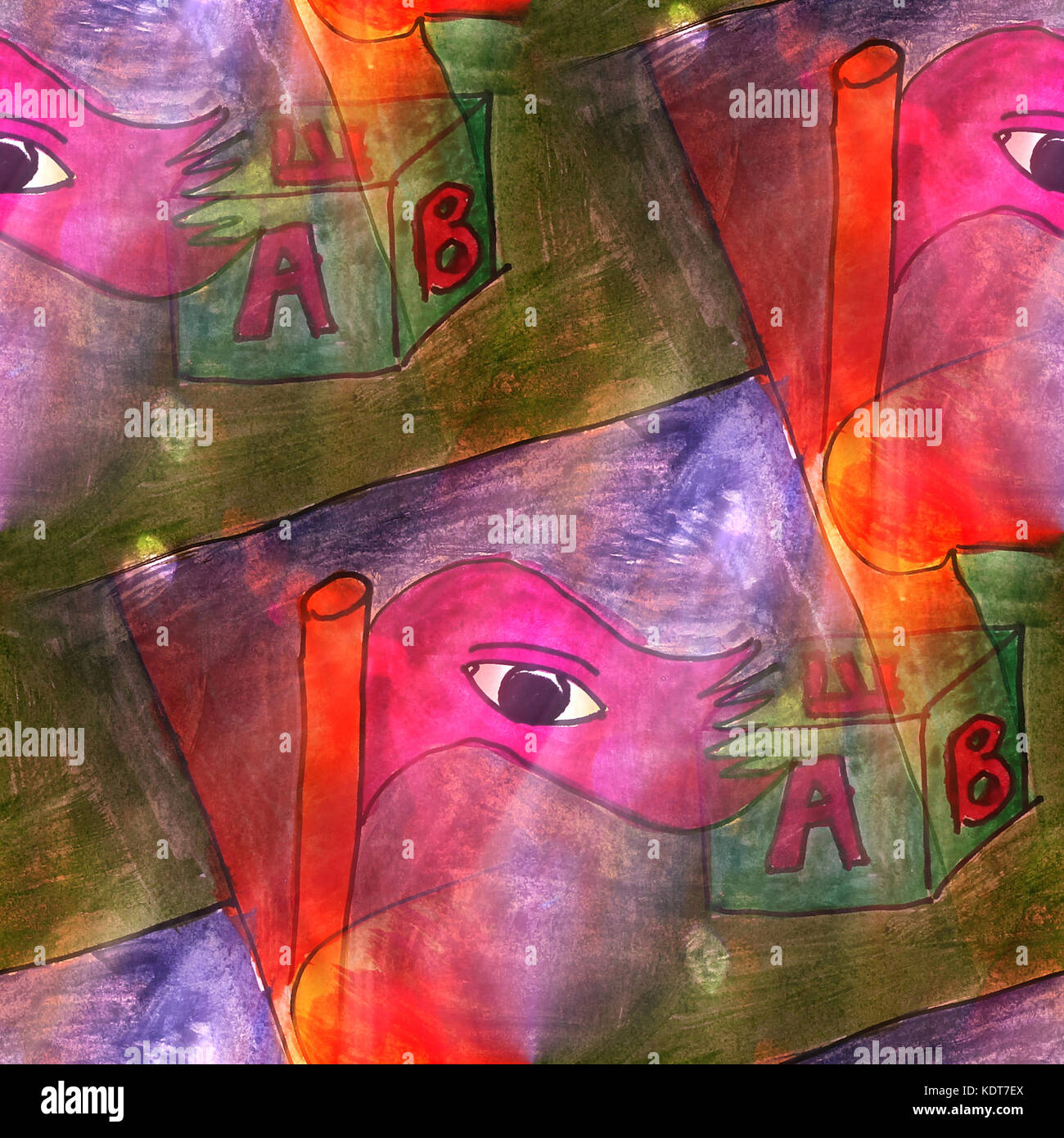 La lumière, l'oeil d'art cube, lettre aquarelle texture de fond seamle Banque D'Images