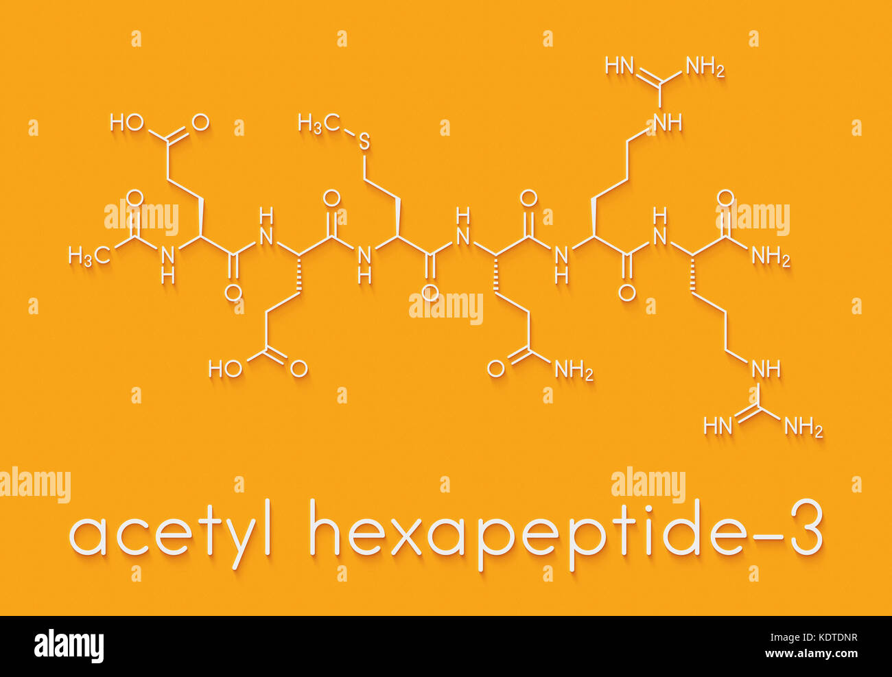 Hexapeptide acétyl-3 (argireline) molécule. fragment peptidique de la SNAP-25. utilisé en cosmétique pour traiter les rides. formule topologique. Banque D'Images