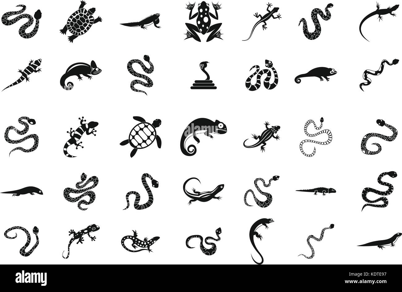 Icon Set de reptiles, le style simple Illustration de Vecteur