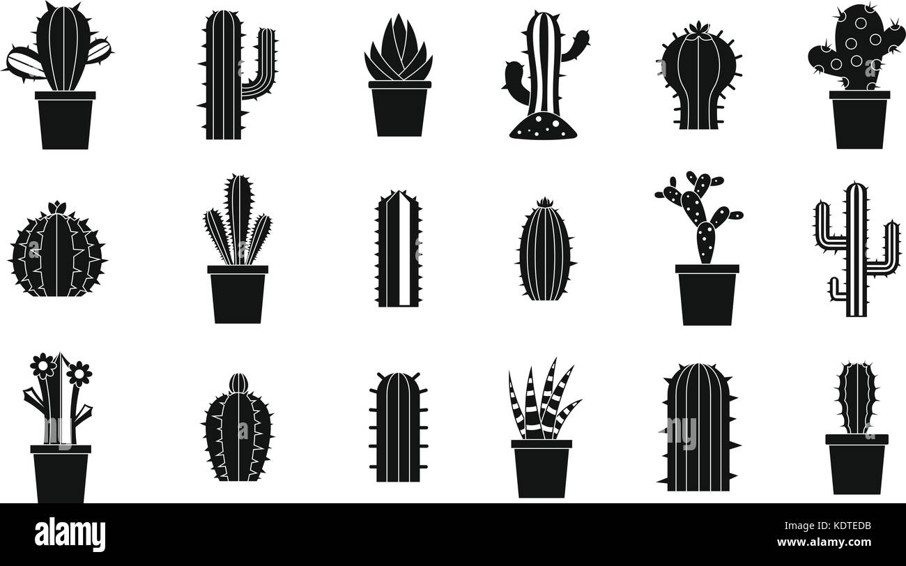 Icon Set cactus, le style simple Illustration de Vecteur