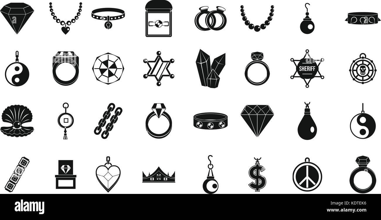 Icon Set bijoux, le style simple Image Vectorielle Stock - Alamy