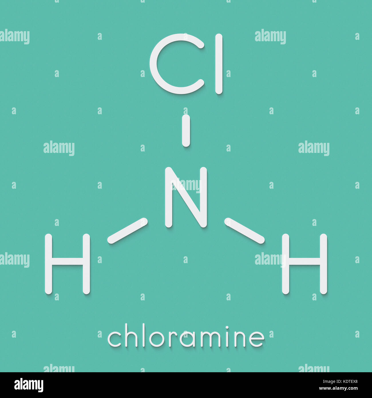 La monochloramine (chloramines) molécule désinfectante. facilement se décompose, résultant en la formation de l'acide hypochloreux. formule topologique. Banque D'Images