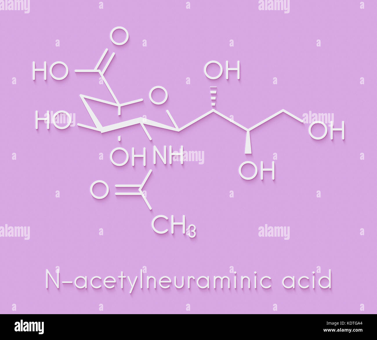 L'acide sialique (acide N-acétylneuraminique, Neu5Ac, nana) molécule. formule topologique. Banque D'Images