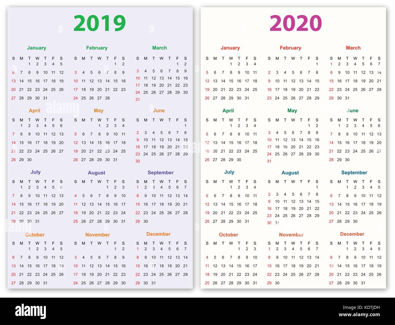 Design calendrier 2019,2020 Illustration de Vecteur