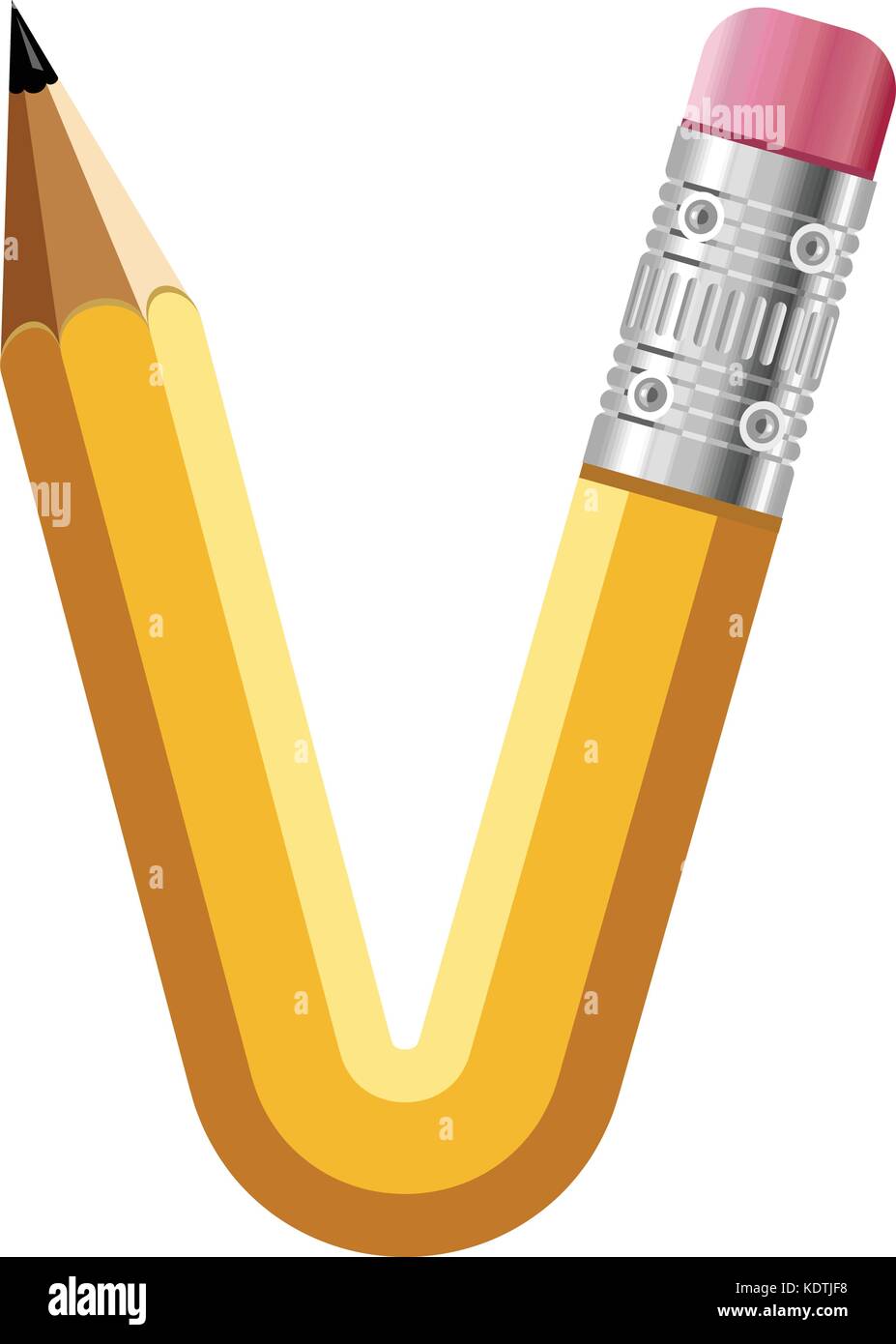Lettre v l'icône de crayon, cartoon style Illustration de Vecteur