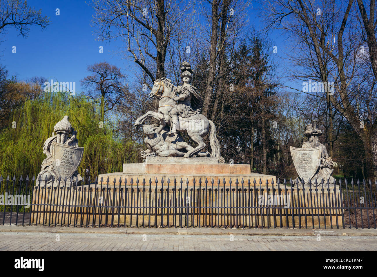 Statue du roi polonais John III Sobieski dans le parc des bains royaux de Varsovie, Pologne Banque D'Images