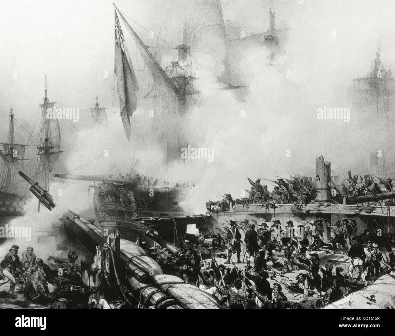 Guerres de la révolution française (1792-1802). bataille d'Aboukir (mars 8,1801). Deuxième bataille de la campagne française en Egypte et en Syrie entre les soldats français et anglais avec le résultat d'une victoire tactique britannique. la gravure. Banque D'Images