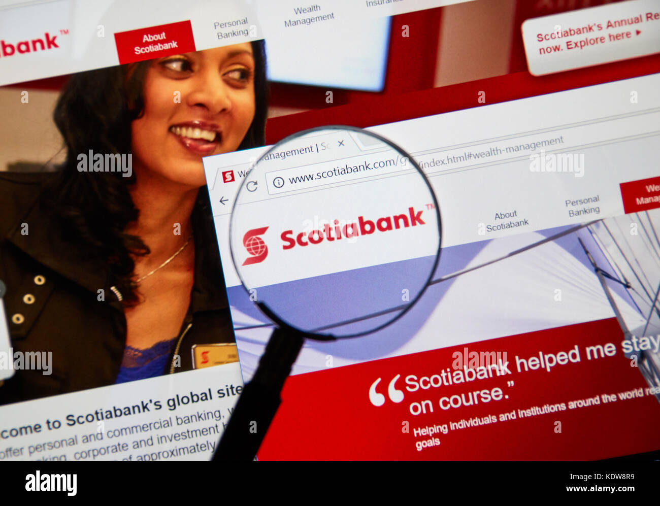 Montréal, Canada - le 12 octobre 2017 : page web de la Banque Scotia Banque canadienne. La Banque de Nouvelle-Écosse la banque scotia comme d'exploitation anglais : banque scotia, est un Banque D'Images Montréal, Canada - le 12 octobre 2017 : page web de la Banque Scotia Banque canadienne. La Banque de Nouvelle-Écosse la banque scotia comme d'exploitation anglais : banque scotia, est un Banque D'Images