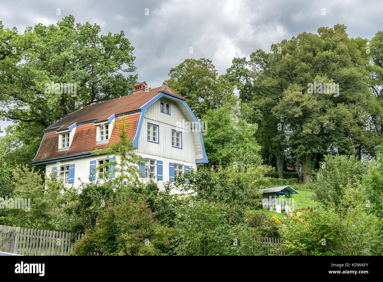 Gabriele Münter Maison avec jardin et arbres à Murnau Bavière, Allemagne Banque D'Images
