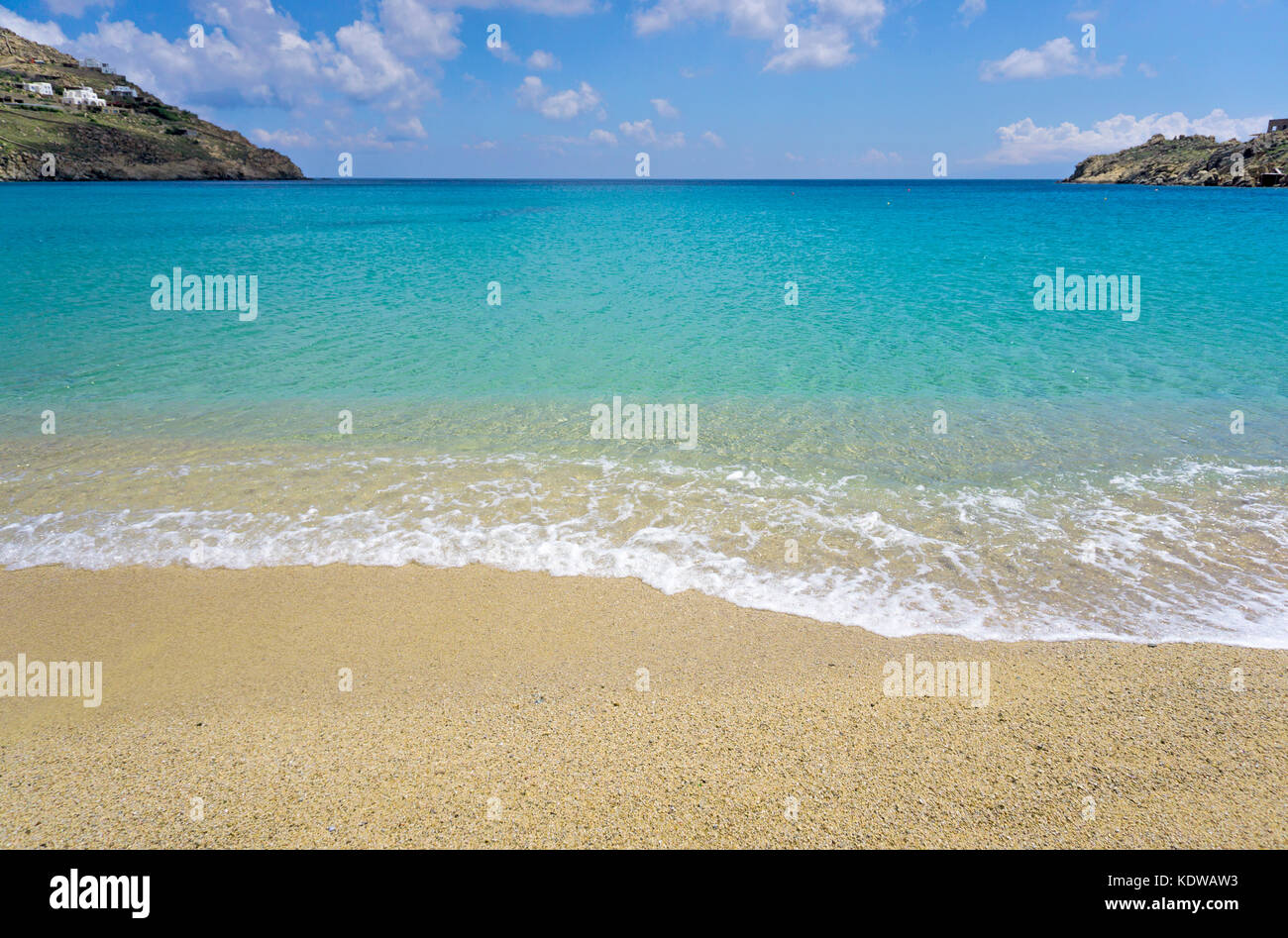 Super Paradise beach, plage populaire au sud de Mykonos, Cyclades, Mer Égée, Grèce, Europe Banque D'Images