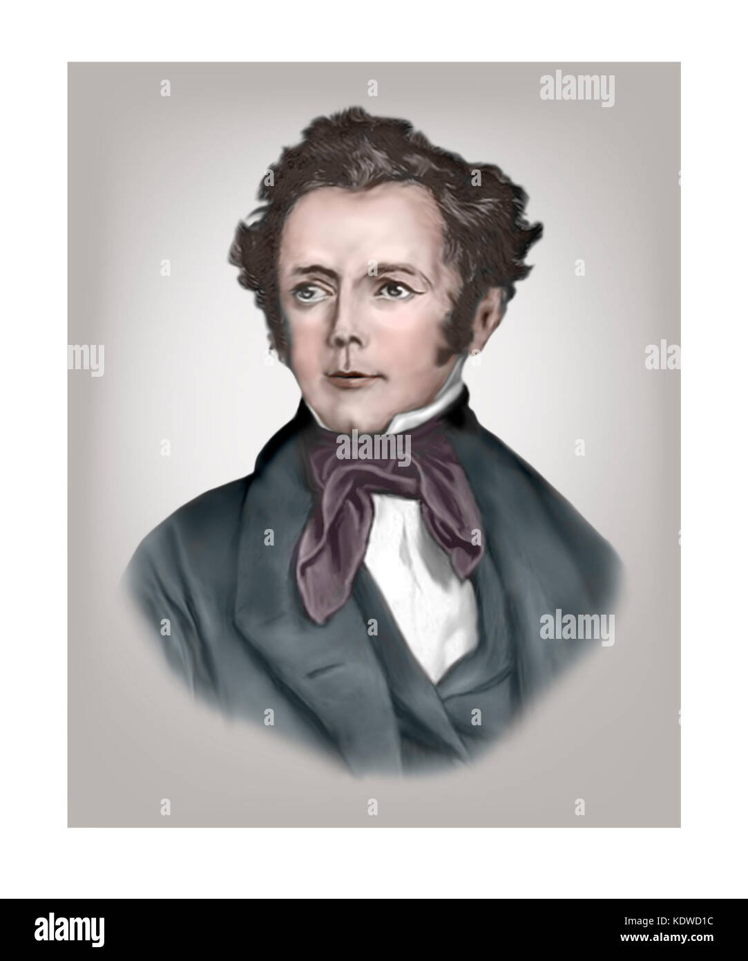 Le Capitaine Frederick Marryat, 1792 - 1848, l'officier de marine britannique, romancier Banque D'Images