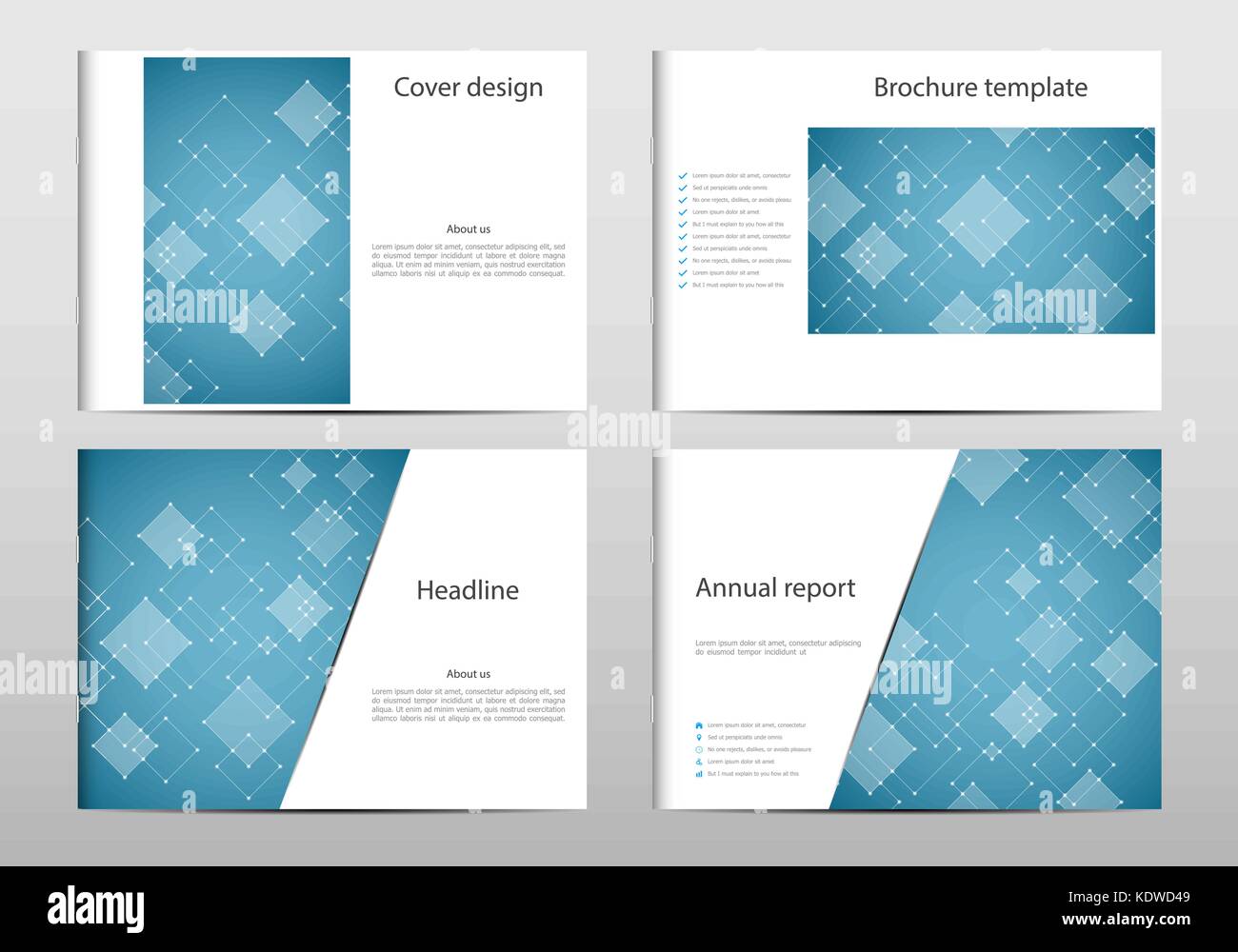 Brochure mise en page modèle Rectangle, couvrir, rapport annuel, magazine au format A4 avec triangle graphiques. Fond abstrait géométrique. Concept technologique et scientifique. Vector illustration. Illustration de Vecteur