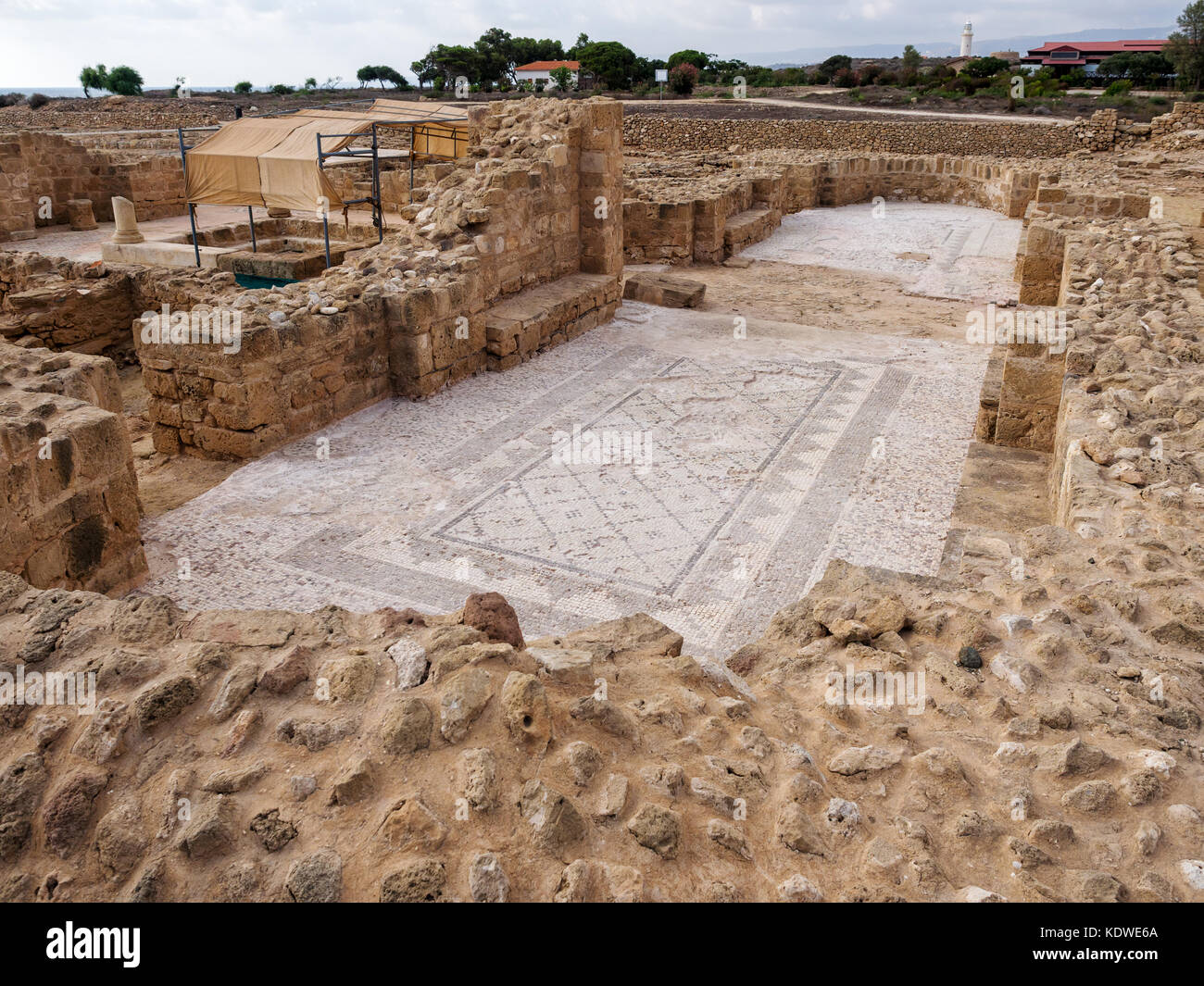 Ruines et mosaïque romaine à Kato Paphos, Chypre parc archéologique Banque D'Images