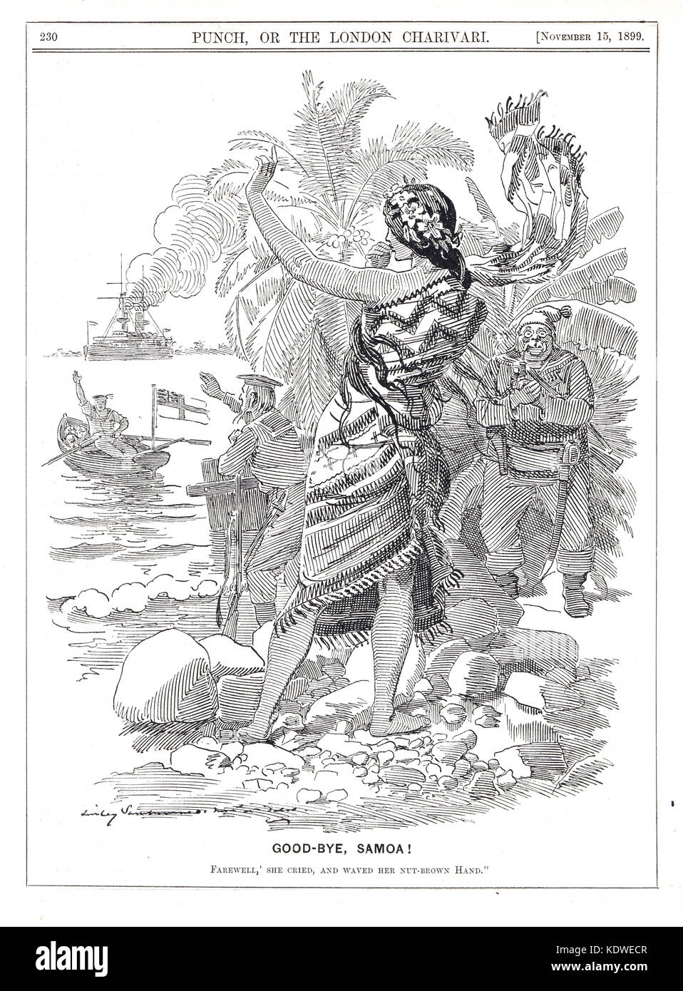 La Grande-Bretagne quitte Samoa, deuxième guerre civile samoane, 1899 Banque D'Images