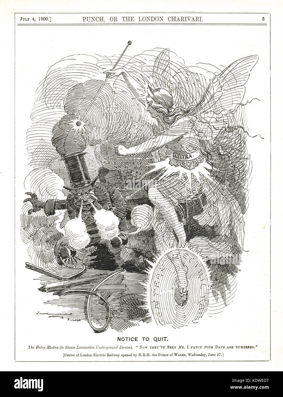 Bouilloire et machine à vapeur sur le métro de Londres, Centre de London Electric Railway, ouvert par le Prince de Galles le 27 juin 1900 Banque D'Images