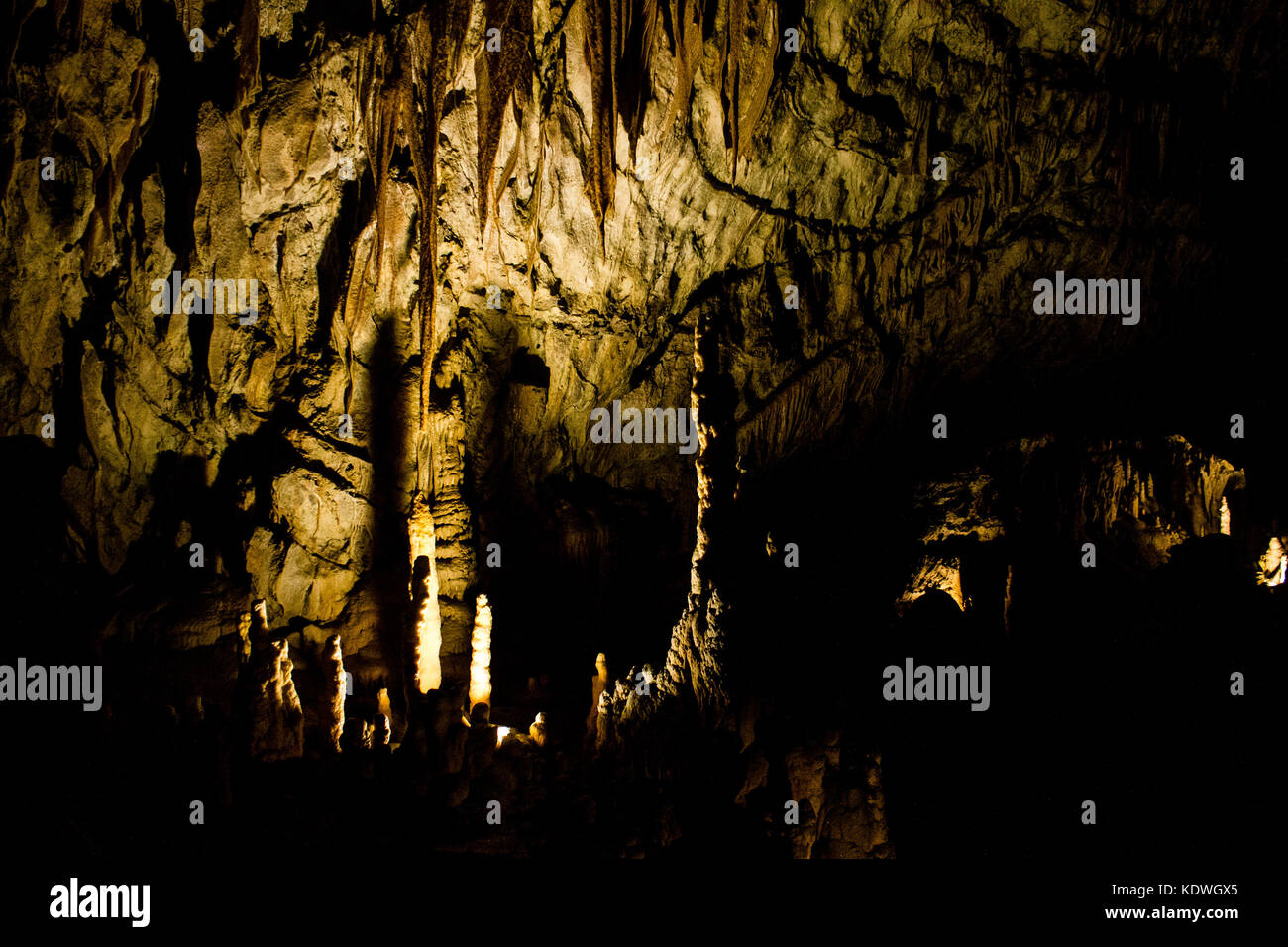 Vue de l'intérieur de la grotte de Postojna, deuxième plus grand réseau de grottes dans le monde, en Slovénie Banque D'Images