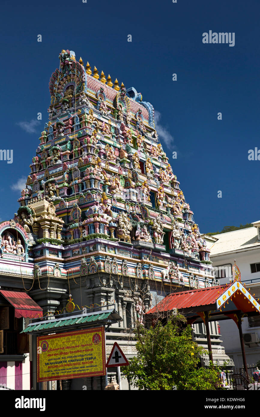 Les Seychelles, Mahe, Quincy Street, Arul Mihu Navasakthi Vinayagar Thunai Sri Kovil temple hindou, Sangam Banque D'Images