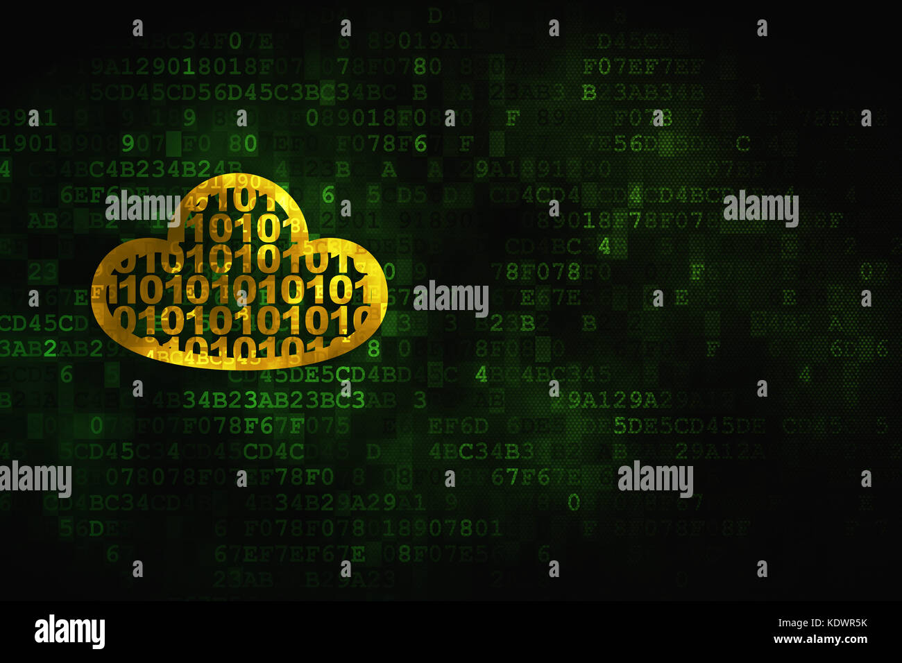 Concept : cloud computing Cloud avec code sur fond numérique Banque D'Images