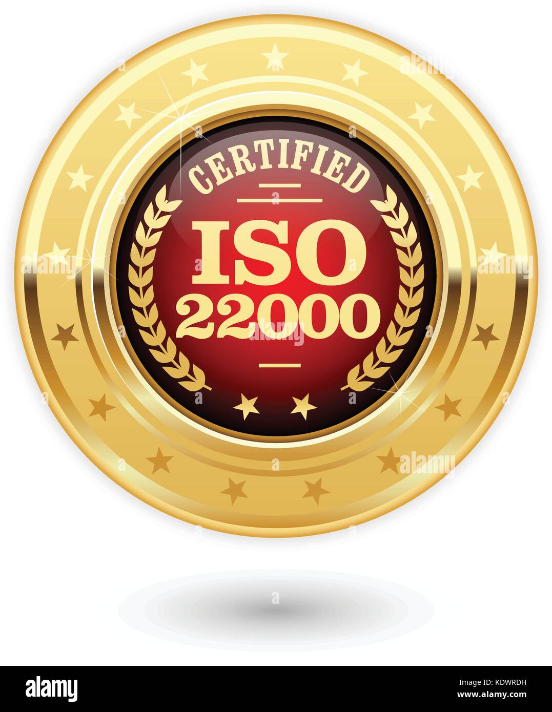 Certifié ISO 22000 Gestion de la sécurité alimentaire - médaille Illustration de Vecteur