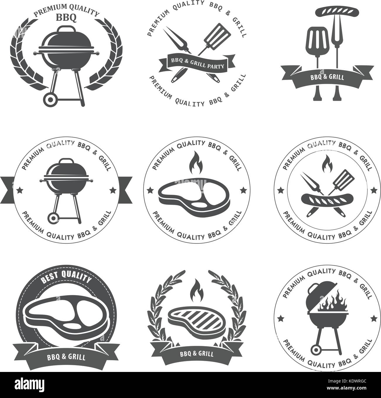 Partie de barbecue et grill emblèmes du parti Illustration de Vecteur