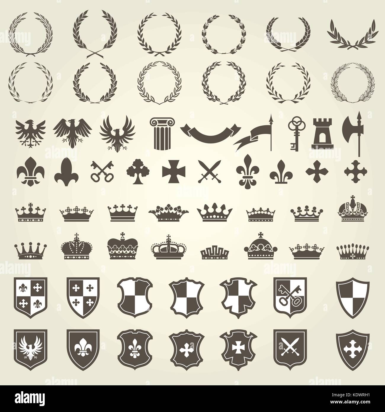 Kit de l'héraldique des blasons de chevalier et d'armoiries emblèmes  médiévale - éléments Image Vectorielle Stock - Alamy