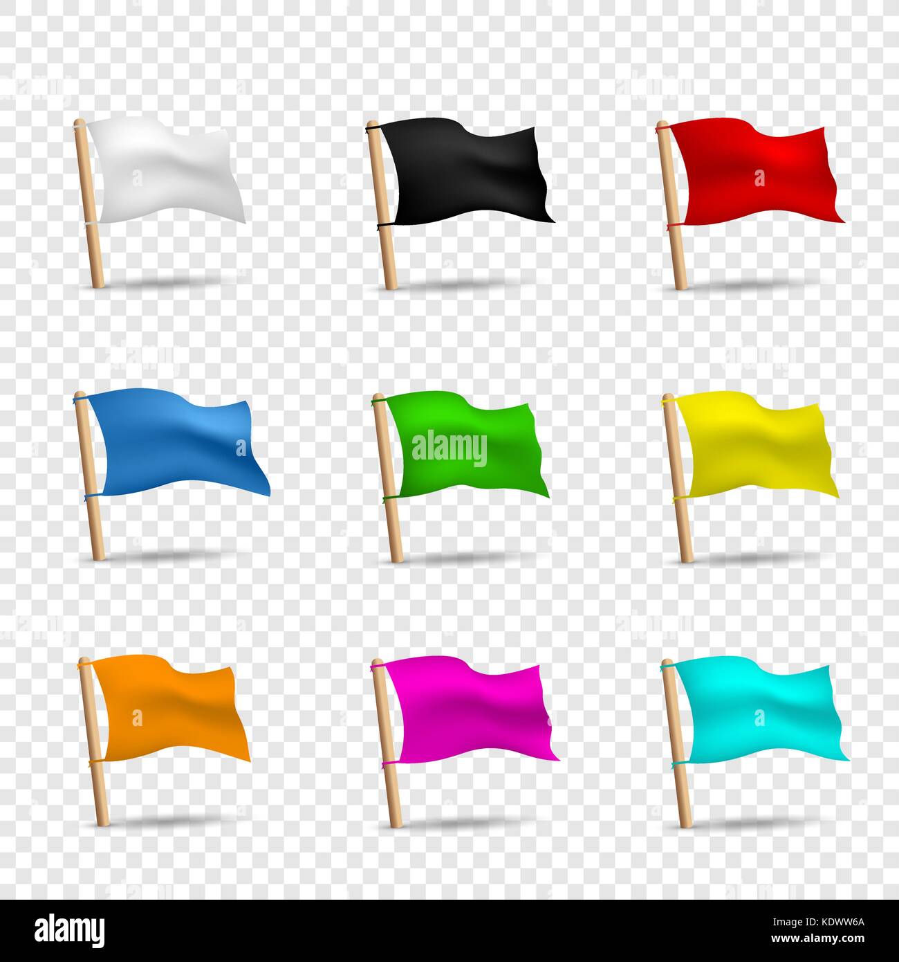Les drapeaux multicolores icon set Illustration de Vecteur