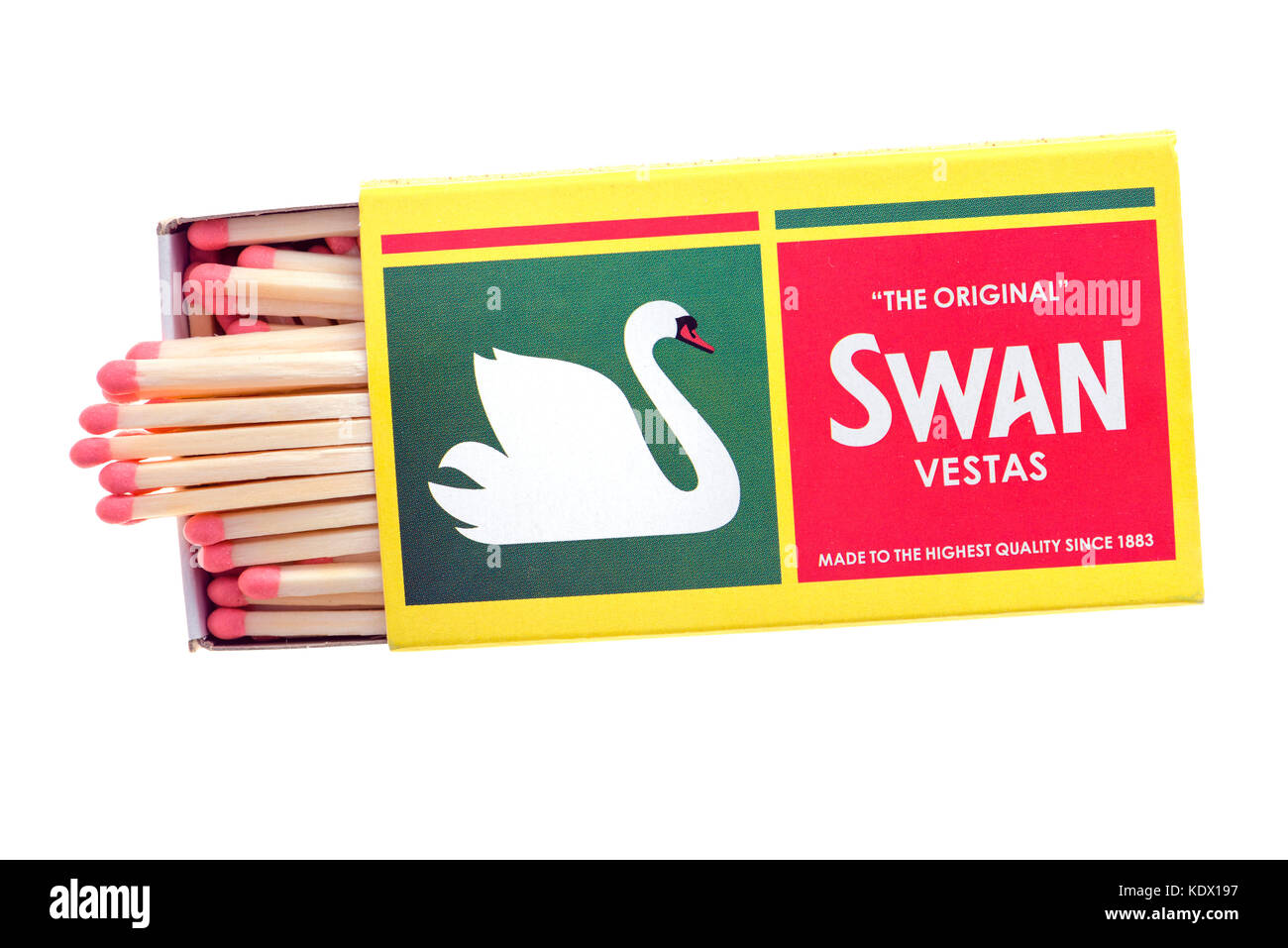 Swan Vestas correspond, découper ou isolé sur un fond blanc, au Royaume-Uni. Banque D'Images